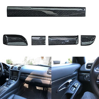 5pcs Carbon Fiber Trims - Dash Cup Holder For Porsche Boxster Cayman 2014-18 - Image 1 of 4