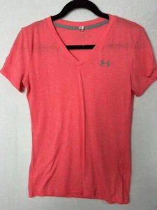 Under Armour Women's Coral Pink Heat Gear Shirt Size Extra Small Short Sleeve - Picture 1 of 7