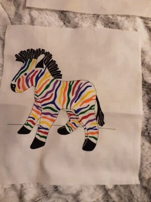 Fabric 4 Colorful Zebras Pillow Or Quilt Appliqués 11 1/2 L X 10 1/2 W... - Image 1 of 4