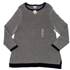 Charter Club Size 3X Knit Core Cotton Sweater Black White NWT - Picture 1 of 9