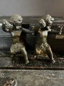 Antiguo par victoriano francés latón fundido bronce querubines manto reloj piezas - Imagen 1 de 14