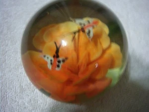  Art Glass Paperweight Faceted Pink Rose 3in. - Picture 1 of 5