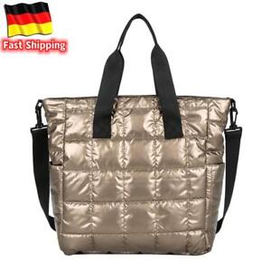 Women's Nylon Cushioned Quilted Tote Zipper Large Capacity Sch