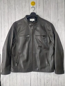 Reiss Sunset Leather Jacket Mens Dark Brown Slim Fit XXL (XL) 100% Leather - Picture 1 of 14