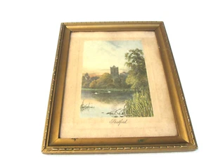 Druck aus Gravur oder Gemälde von Stratford St Mary's Bell Tower gerahmt/passepartout    - Bild 1 von 4