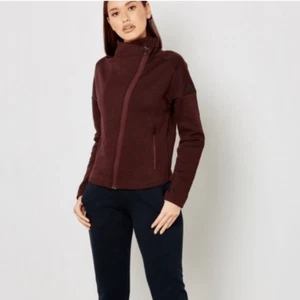 Stella McCartney -911 by Adidas Heartracer Full Zip Moto Style Jacket Burgundy S - Picture 1 of 8