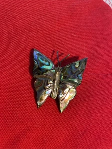 Vintage 925 Silver Taxco Mexico Abalone Sterling Butterfly Brooch Pin Beautiful - Picture 1 of 7