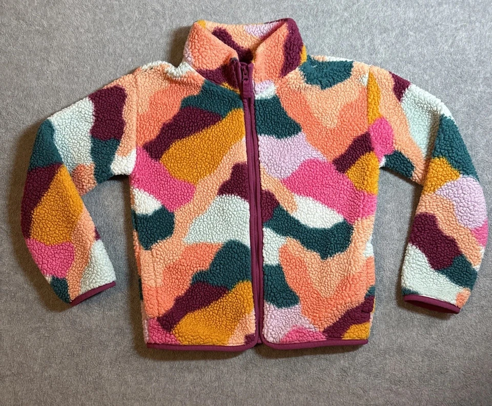 Chaqueta polar con cremallera Jumping Beans Sherpa patrón camuflado multicolor niñas 8 Foto 1 de 4