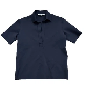 Helmut Lang Short Sleeved Collar Neoprene Scuba Knit Polo Shirt Sz XS Deep Navy - Picture 1 of 7