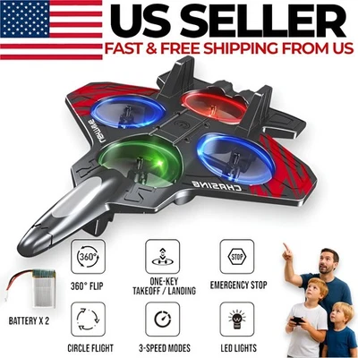 Drone de combate a reacción de espuma RC con luces LED, abatible 360°, 3 velocidades, despegue con una tecla Foto 1 de 4