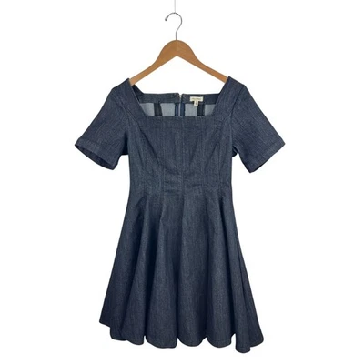 Anthropologie Pilcro Square-Neck Denim Mini Dress S  - Image 1 of 4