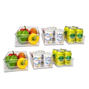 6x Kühlschrank Boxen Aufbewahrungskorb Box für Küche Speisekammer Transparent - Bild 1 von 6