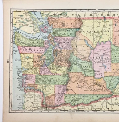 1903  WASHINGTON  Map ORIGINAL (13x9.5)  COUNTIES - RAILROADS - TOWNSHIPS - Image 1 of 4