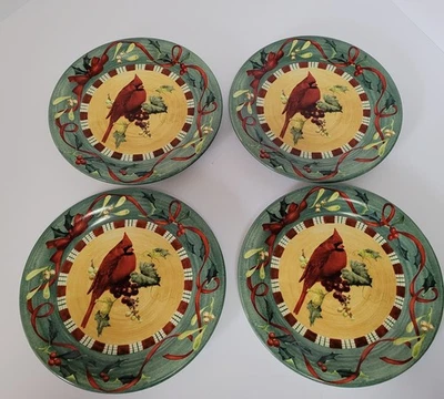 4 Platos de cena Lenox Winter Greetings Everyday 10 3/4" Cardinal McClung Foto 1 de 3