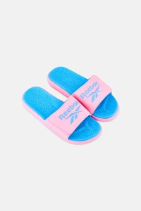 Brandneu Reebok Kinder Mädchen Marke Logo Slipper Schlappen, pink Größe 4 kostenloser Versand - Bild 1 von 6