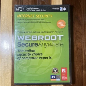 SEALED 3 DEVICE Webroot Internet Security WINDOWS 8 Compatible PC Mac or Mobile - Picture 1 of 5