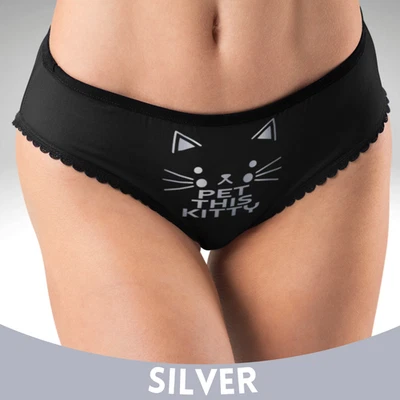 女士时尚内裤 – “Pet This Kitty” 有趣的猫设计内衣 (18+) — 第 1/4 张图片