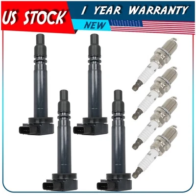 4 bobinas de encendido y 4 bujías para Toyota Tacoma UF323 L 2,4 L 2001-2004 L4 2,7 L 2,4 L 2001-2004 Foto 1 de 4