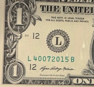 Birthday Note April 7, 2015 4/7/2015 $1 One Dollar Bill Anniversary L40072015B - Picture 1 of 3