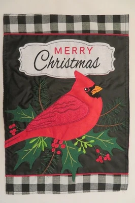 "FELIZ Navidad" Cardenal Rojo, Cuadros Cuadros de Guinga Blanco y Negro, Bandera CASA Foto 1 de 2