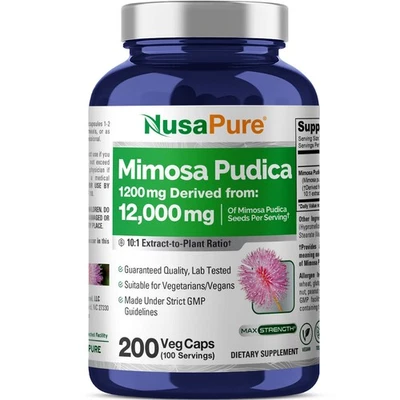 Extracto de semilla NusaPure Mimosa Púdica 10:1, 1200 mg equivalente a 12.000 mg 200 Foto 1 de 4