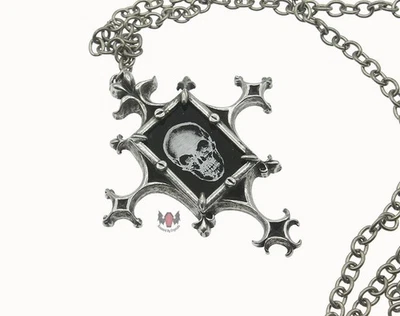 Alchemy Gothic Proto-X-Ray Cross Necklace P543 Goth 2008 Black Skull Pewter - Изображение 1 из 4