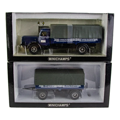 Minichamps Buessing 8000 S Canvas Truck & Trailer Dachser 1:43 Scale Truck Lot - Image 1 of 4