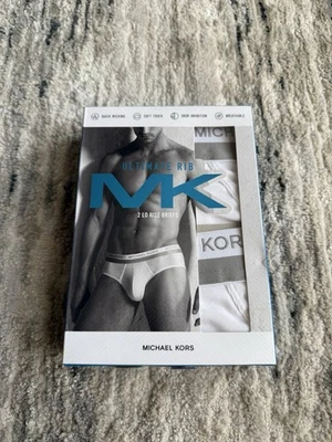 Michael Kors Ultimate Rib White Pack of 2 White Lo Rise Briefs Size M - Image 1 of 4