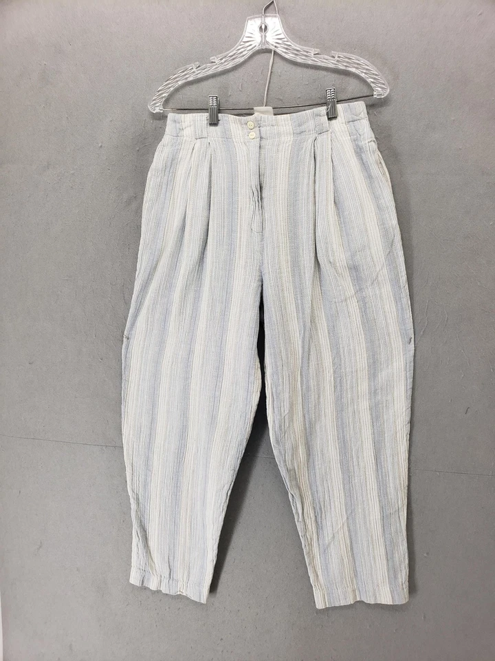 Pantalones Rafaella Mujer 14 Rayas Lino Tiro Alto Ligeros Verano Informales Foto 1 de 4