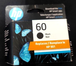 HP 60 Schwarz Original Tintenpatrone Ablaufdatum Okt 2026 Neu & Versiegelt - Bild 1 von 2