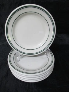 6 Homer Laughlin Best China Restaurant Ware W/Green Bands 6 1/4" BREAD Plates - Picture 1 of 3