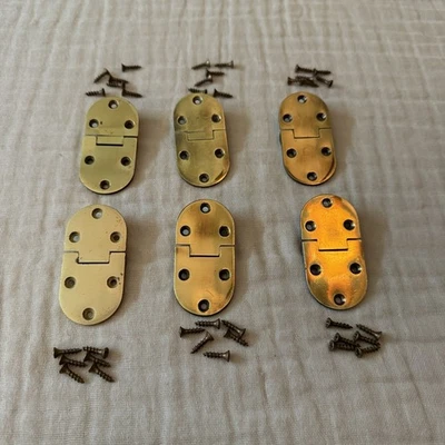 Lote De Colección De 6 Bisagras Latón Bandeja Mayordomo Tornillos Mesa E 2554-2DC Silla Nogal Foto 1 de 4