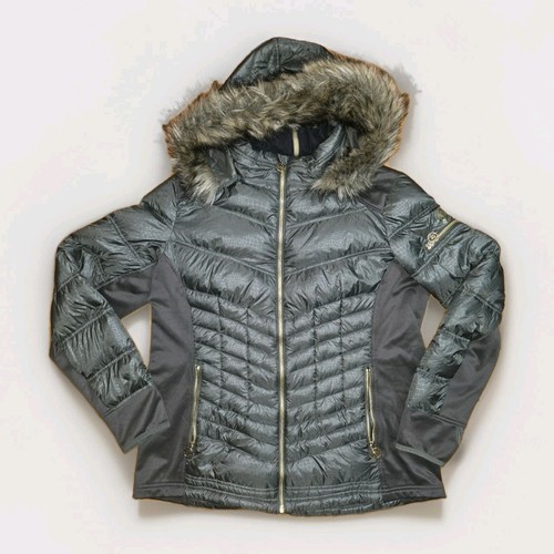 Cappotto donna Michael Kors pelliccia sintetica orlo misto media puffer taglia XL