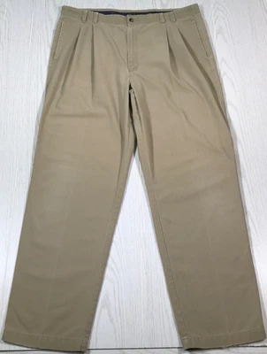 Vintage 90s Dockers Pleated Chino Pants Men 40x32 Brown Cotton Preppy Baggy - Image 1 of 4