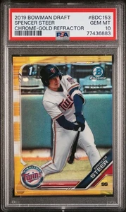 2019 SPENCER STEER BOWMAN CROMO ORO RIFRATTORE 1°/50 PSA 10 GEM MINT - Foto 1 di 2