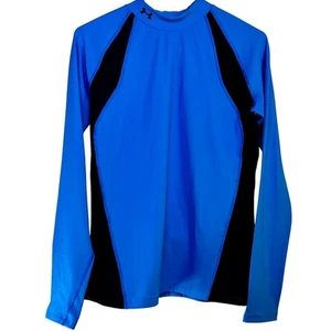 Under Armour ColdGear Fitted Top Shirt Long Sleeve Youth XL Blue Black Mock Neck - Picture 1 of 5