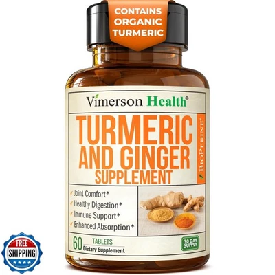 Suplemento de curcumina de cúrcuma con raíz de jengibre para apoyo articular, digestivo y Foto 1 de 4