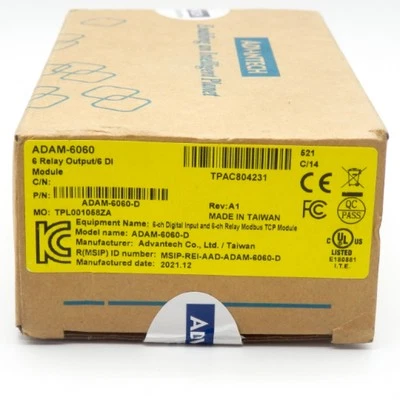 Advantech ADAM-6060-D 6 Digital Input Relay Output Remote I/O Module - Image 1 of 2