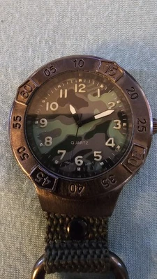 Quartz Analog Camo Pocket Watch Clip Japan Movement Stainless Steel Camouflage - Image 1 of 4