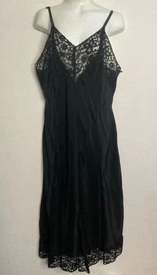 Vestido lencería vintage Sears Charmode de nailon sin cordones de encaje negro talla pequeña Foto 1 de 4
