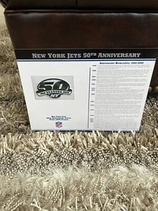 NEW YORK JETS 50° ANNIVERSARIO ARGENTO NFL TEAM PATCH su carta Willabee & Ward - Foto 1 di 5