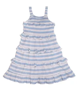NWT GIRLS 8, 12 BLUE RUFFLE EDGE MAXI DRESS Great for Family Vacations - Picture 1 of 4