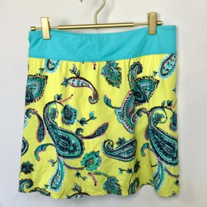 NWT Womens Yellow Tortoise Blue Paisley Mini A-Line Skort Skirt Size Plus 24W - Picture 1 of 8