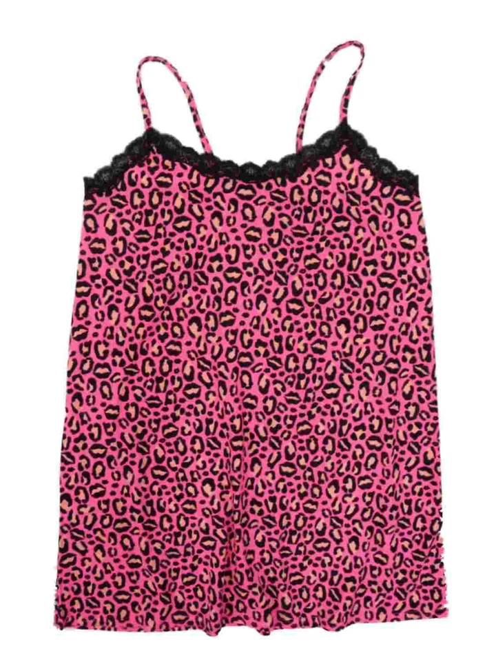 Camisa camisón camisón Joe Boxer para mujer rosa leopardo encaje quimise Foto 1 de 1