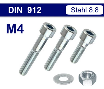 M4 Zylinderschrauben Innensechskant Zylinderkopf ISK - Schrauben DIN 912 Muttern - Bild 1 von 4