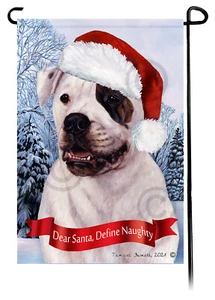 Dear Santa, Define Naughty Garden Flag - Brindle Eye American Bulldog 003 - Picture 1 of 1
