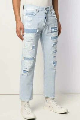 $363 NWT PRPS GOODS & CO Sz30 LE SABRE RIPPED REPAIRED SLIM TAPERED JEANS INDIGO - Image 1 of 4