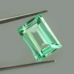 Piedra preciosa suelta de zafiro verde ceilán impecable natural de 11,40 quilates corte esmeralda 14X10 - Imagen 1 de 4