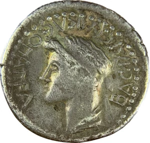 Juba II, with Cleopatra Selene, 25 BC-AD 24 - AR Denarius - 1907 Banasa Hoard - Picture 1 of 4
