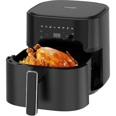 iceagle Heißluftfritteuse 625A Heißluftfritteuse 6,5L Airfryer XXL, 1700W
